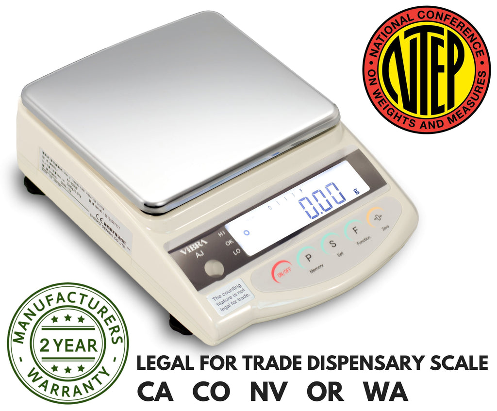 Vibra  Vibra AJ-6200 Class II NTEP Approved Dispensary Balance  Precision Balance | Way Up Scales